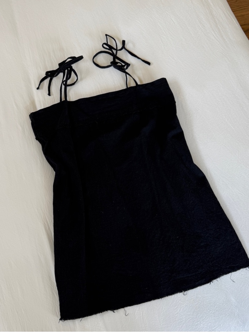 Princess Polly Black Tie-Shoulder Linen Mini Dress